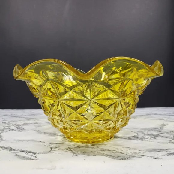 LE Smith Yellow UV Reactive Large Centerpiece Bowl Vintage - Picture 5 of 11